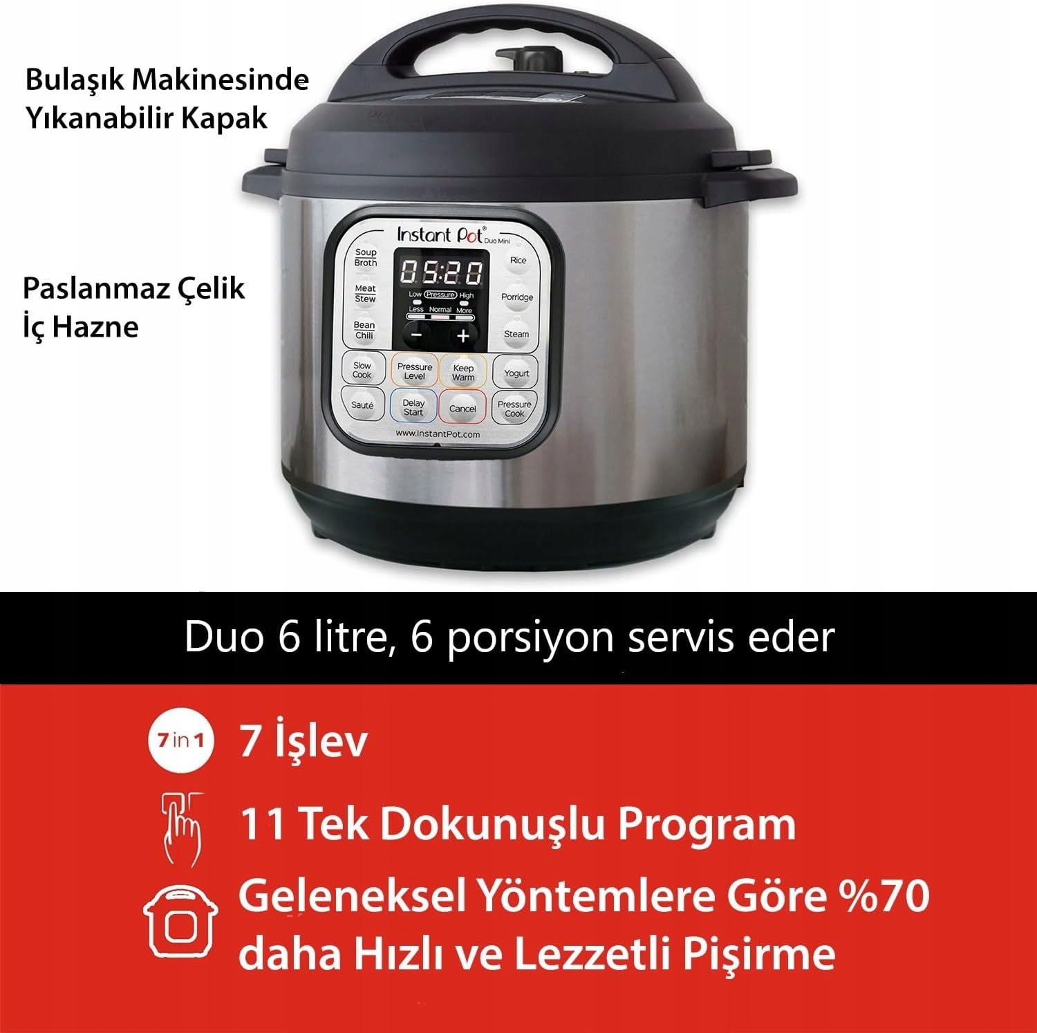 Instant Pot Duo 7 en 1, Autocuiseur Multifonction - Szybkowar Model DUO60