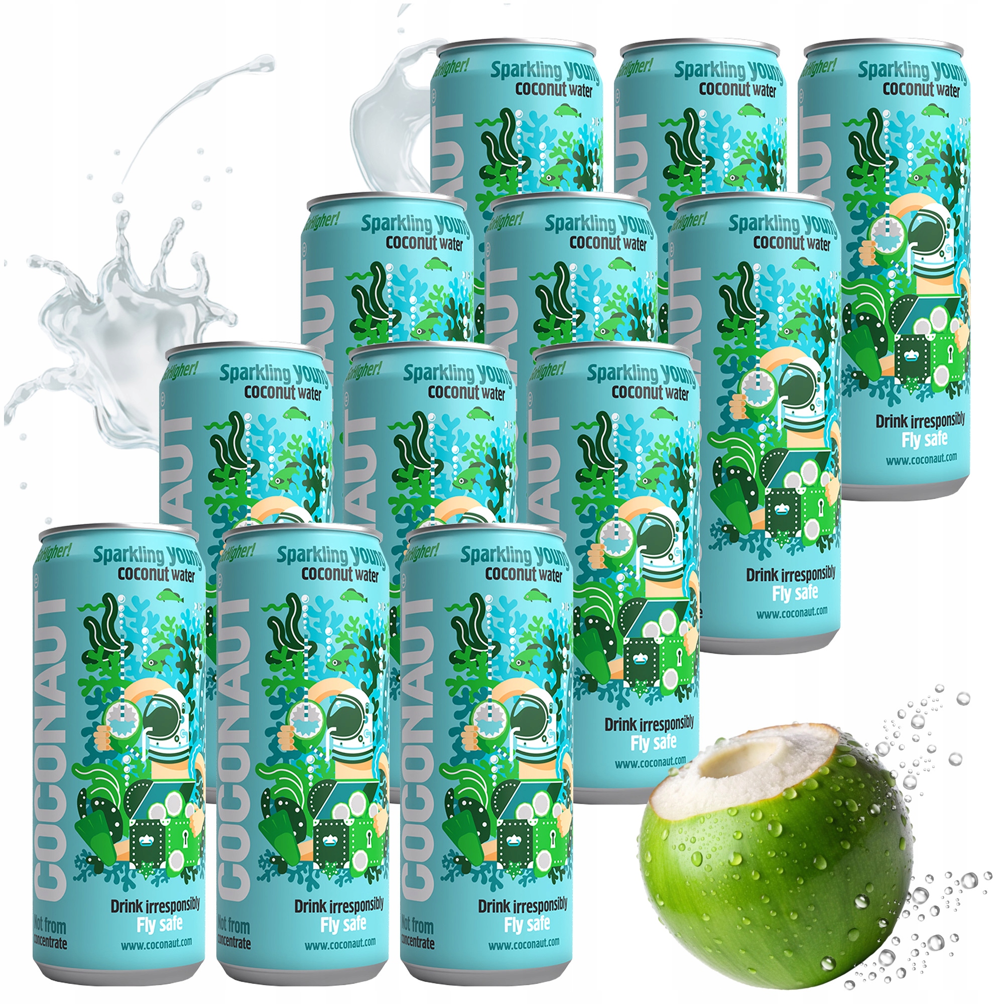 Levně Přírodní perlivá kokosová voda z mladého kokosu 320ml Coconaut v plechovce