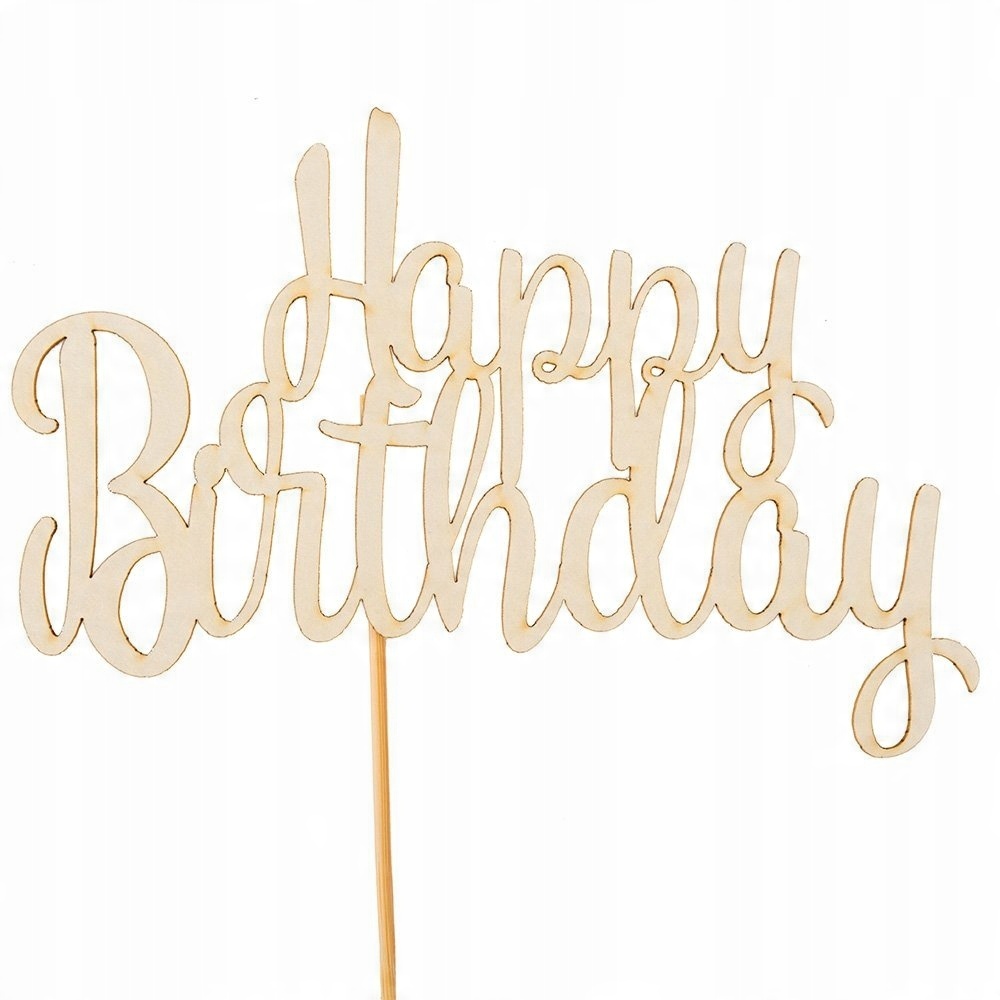 

Topper na tort drewniany Happy Birthday cz