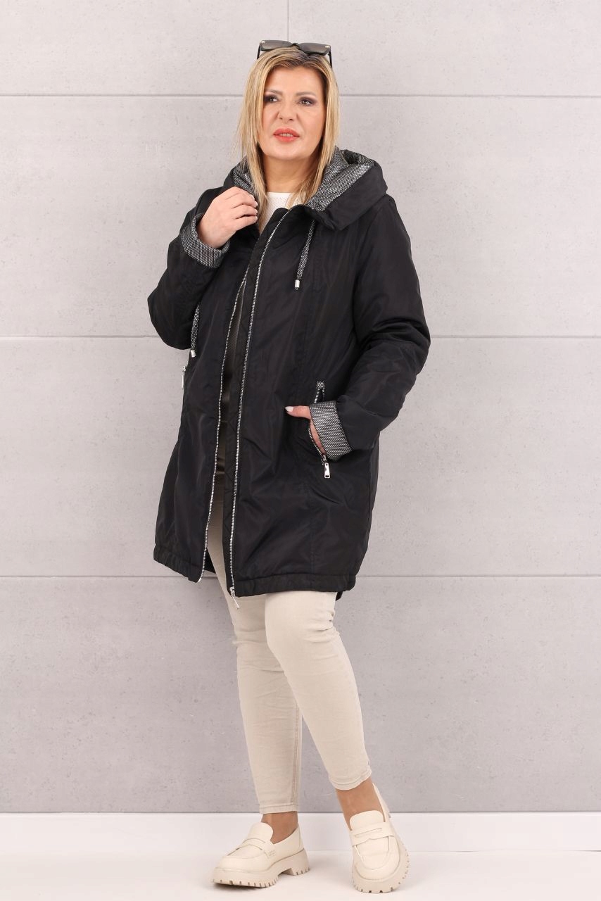KURTKA DAMSKA PRZEJŚCIOWA Z KAPTUREM MODNA OVERSIZE DUŻE ROZMIARY Rozmiar 42