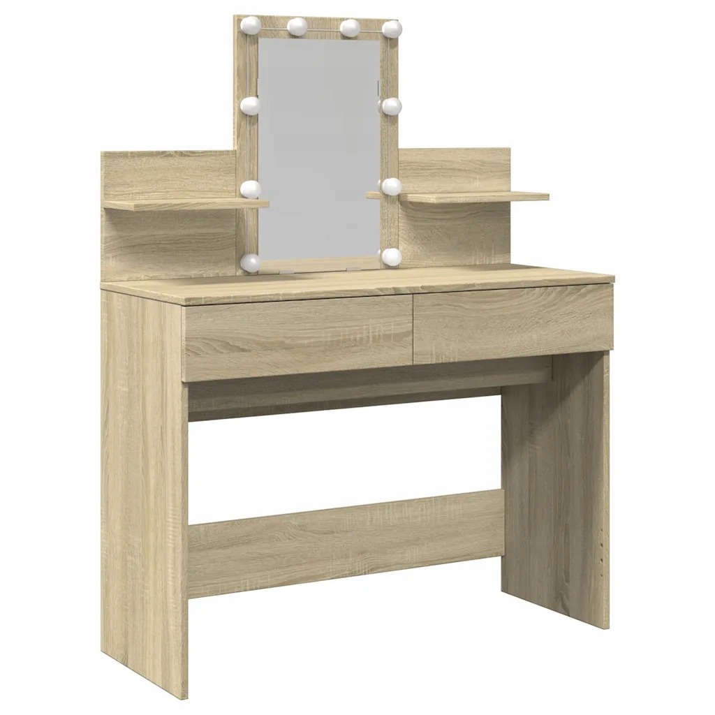 Toaletní Stolek se zrcadlem a Led osvětlením, dub Sonoma, 100 x 40 x 130 cm