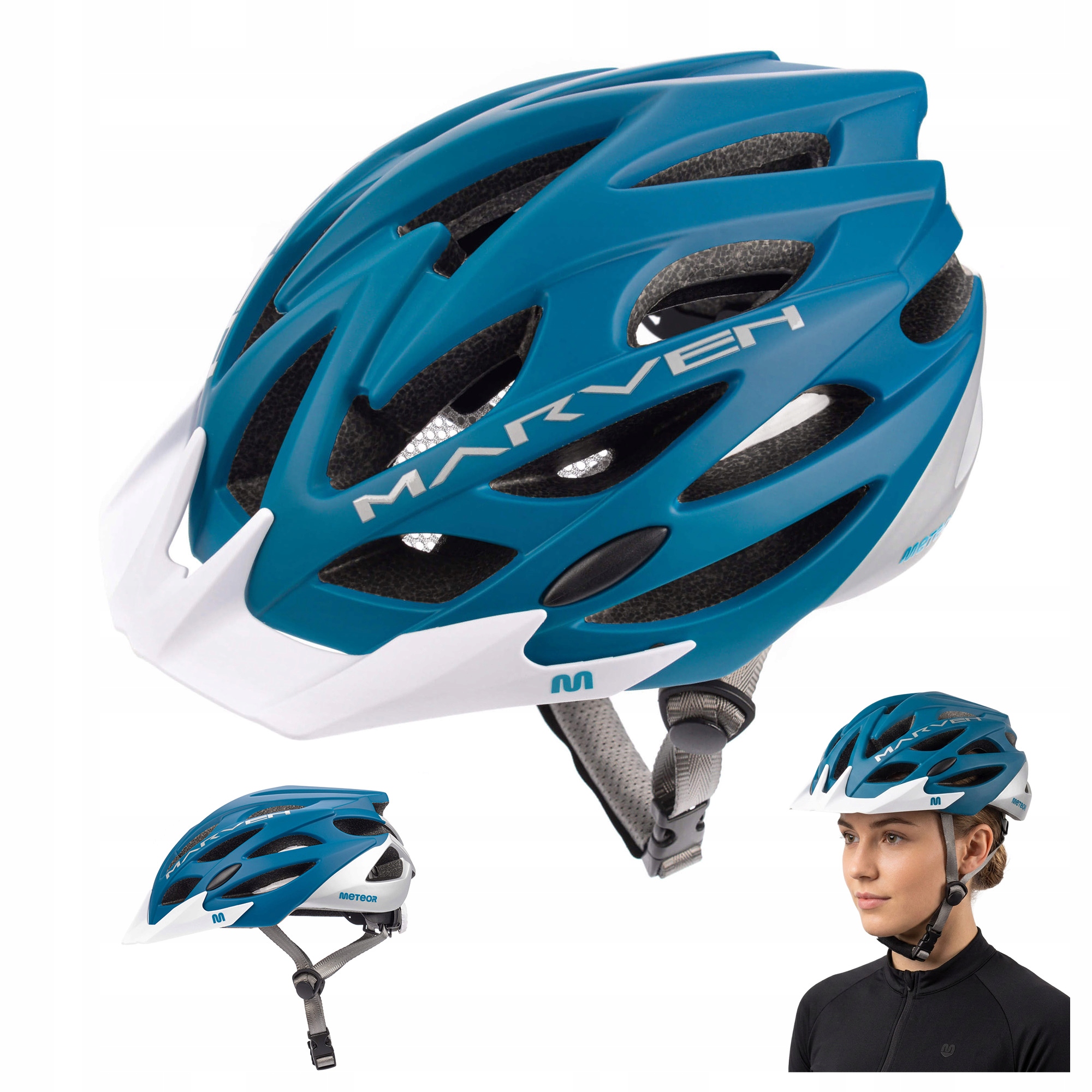 Kask Rowerowy Regulowany Meteor Marven S 52-56cm siatka otwory wentylacyjne