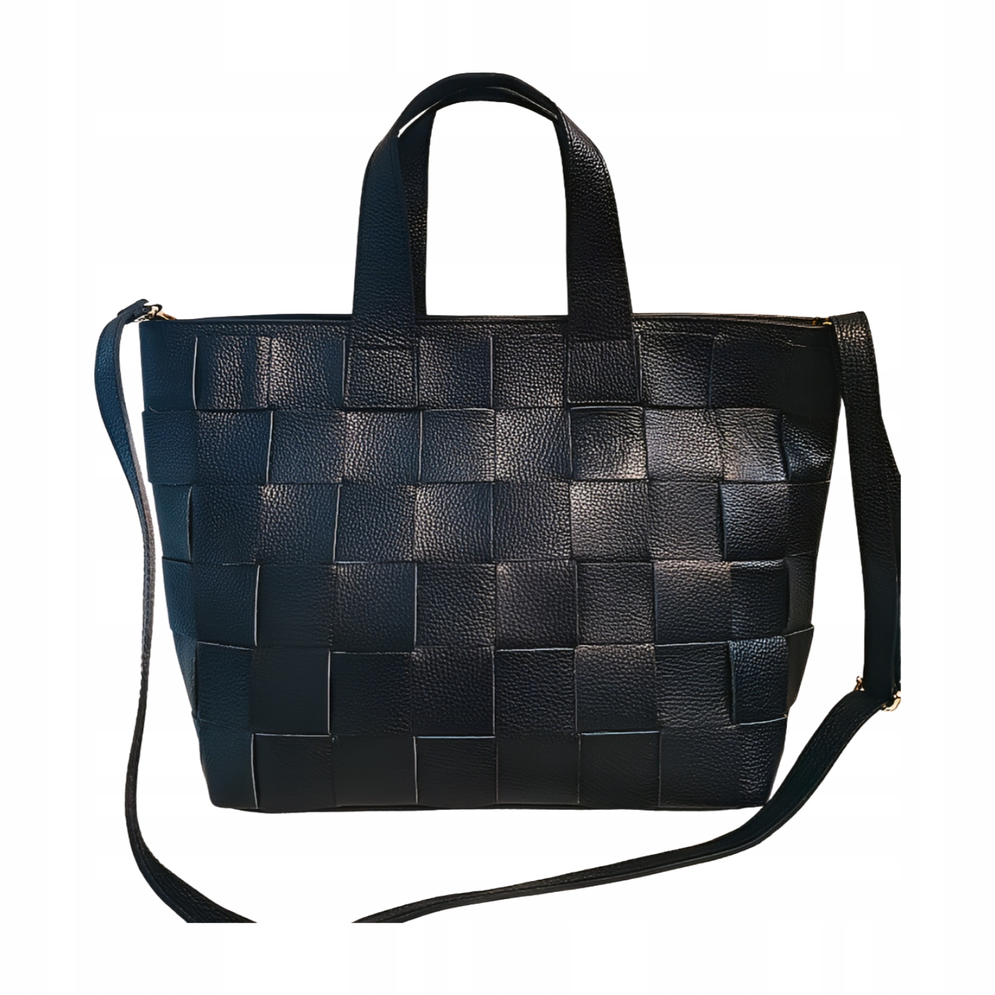 Massimo Contti kožená shopper kabelka černá pletená