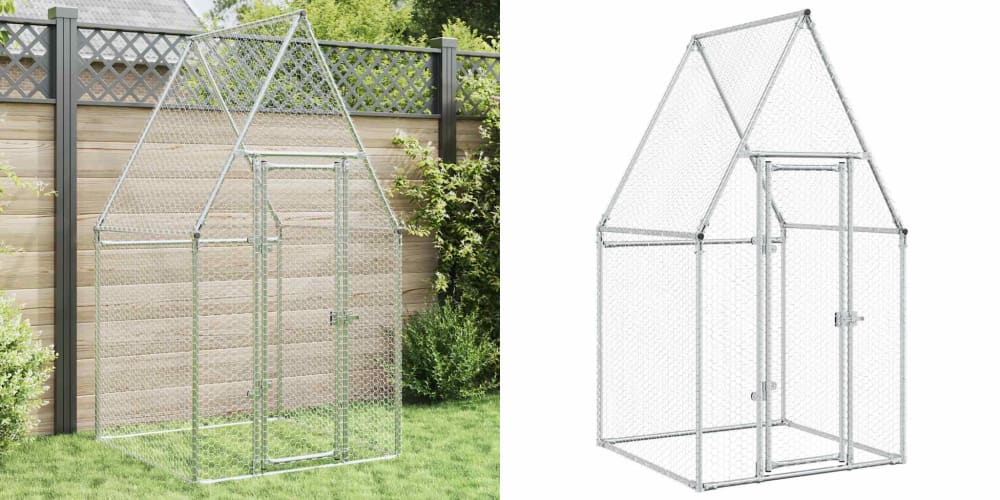 Levně Stříbrná klec pro kuřata, 100 x 100 x 190 cm, ocel