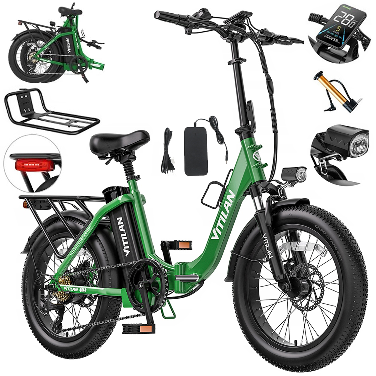 Vitilan U3 Skládací elektrický městský 750W 48V 13AH 45KM/H 120KM 20"*3.0"