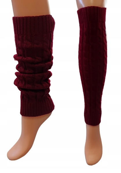 

Wełniane Ocieplacze Na Nogi Bordowe One Size 40 CM