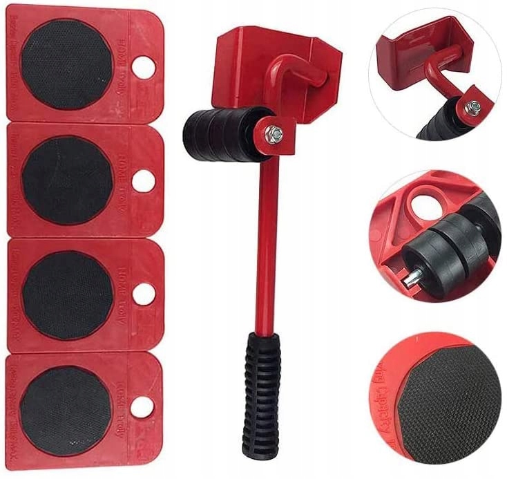 НАБОР ДЛЯ ПЕРЕНОСКИ МЕБЕЛИ, РЫЧАГ ДЛЯ ПЕРЕМЕЩЕНИЯ, 4 РУЛОНА, 150 КГ