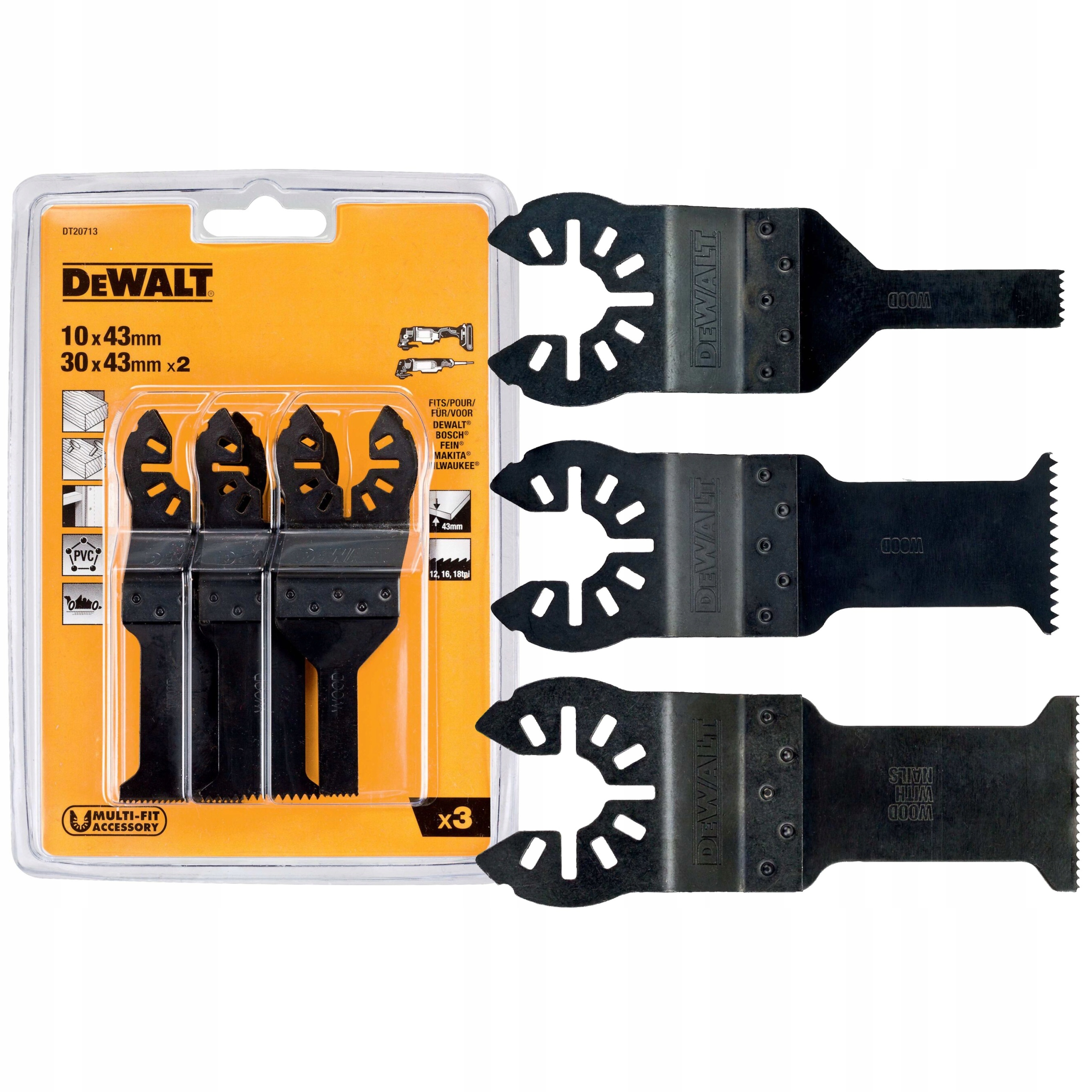 Sada 3 Ks pilových Pilový List pro multifunkční nářadí DeWALT
