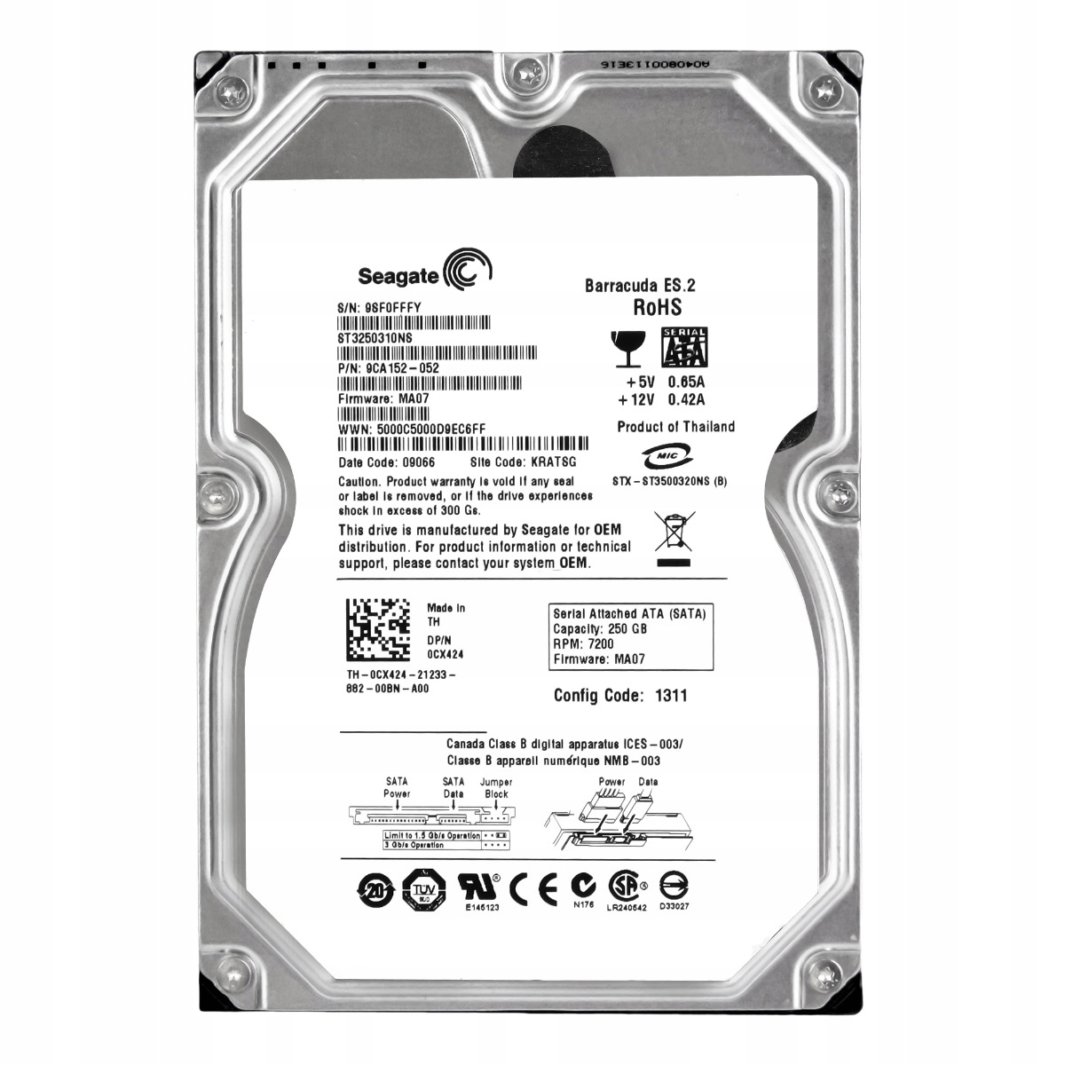 Dell 0CX424 250GB 7.2K 32MB Sata II 3.5'' ST3250310NS