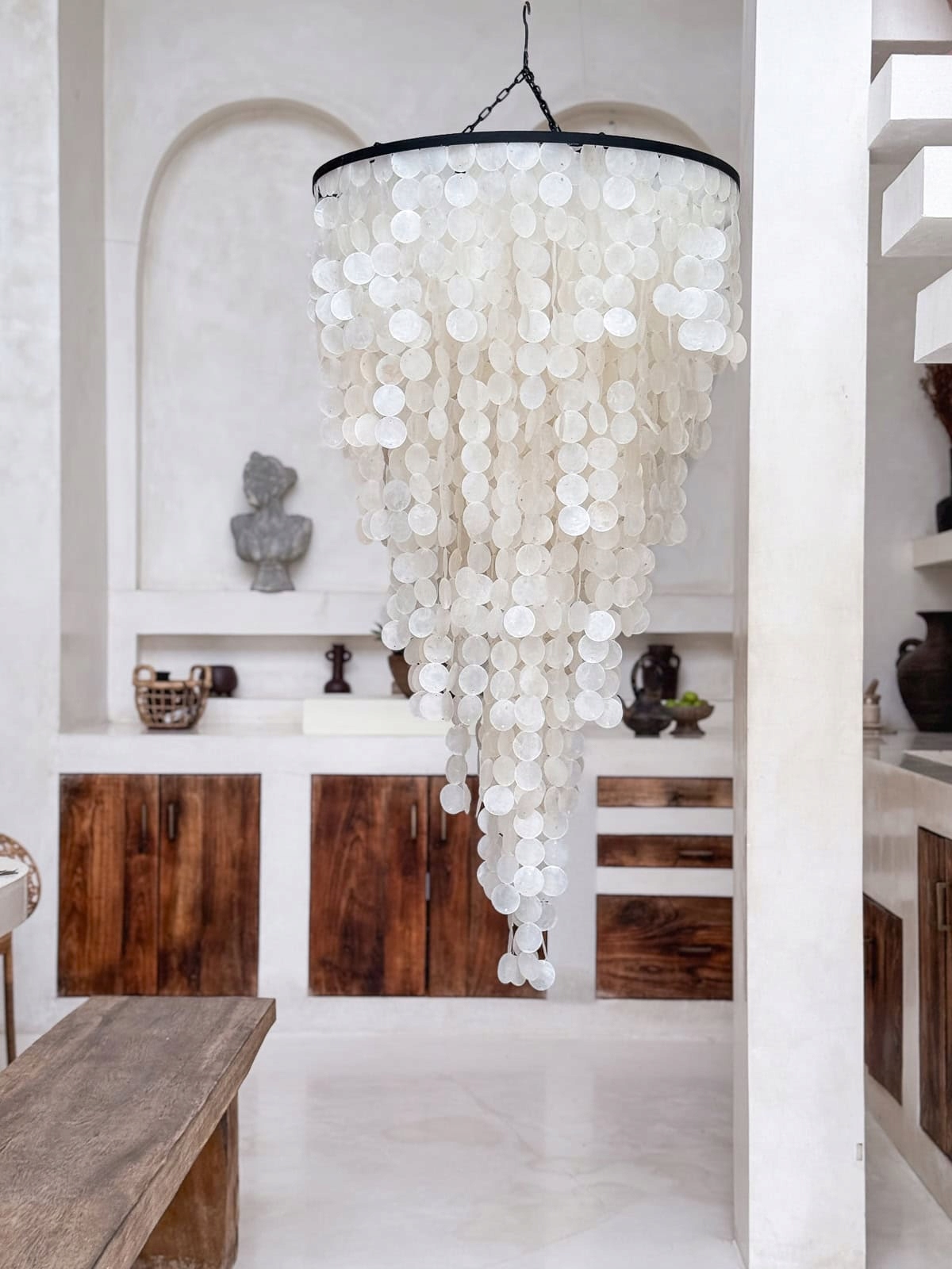 Lampa Wisząca z Masy Perłowej XL 70x140 cm Boho żyrandol Bali Big 70x170