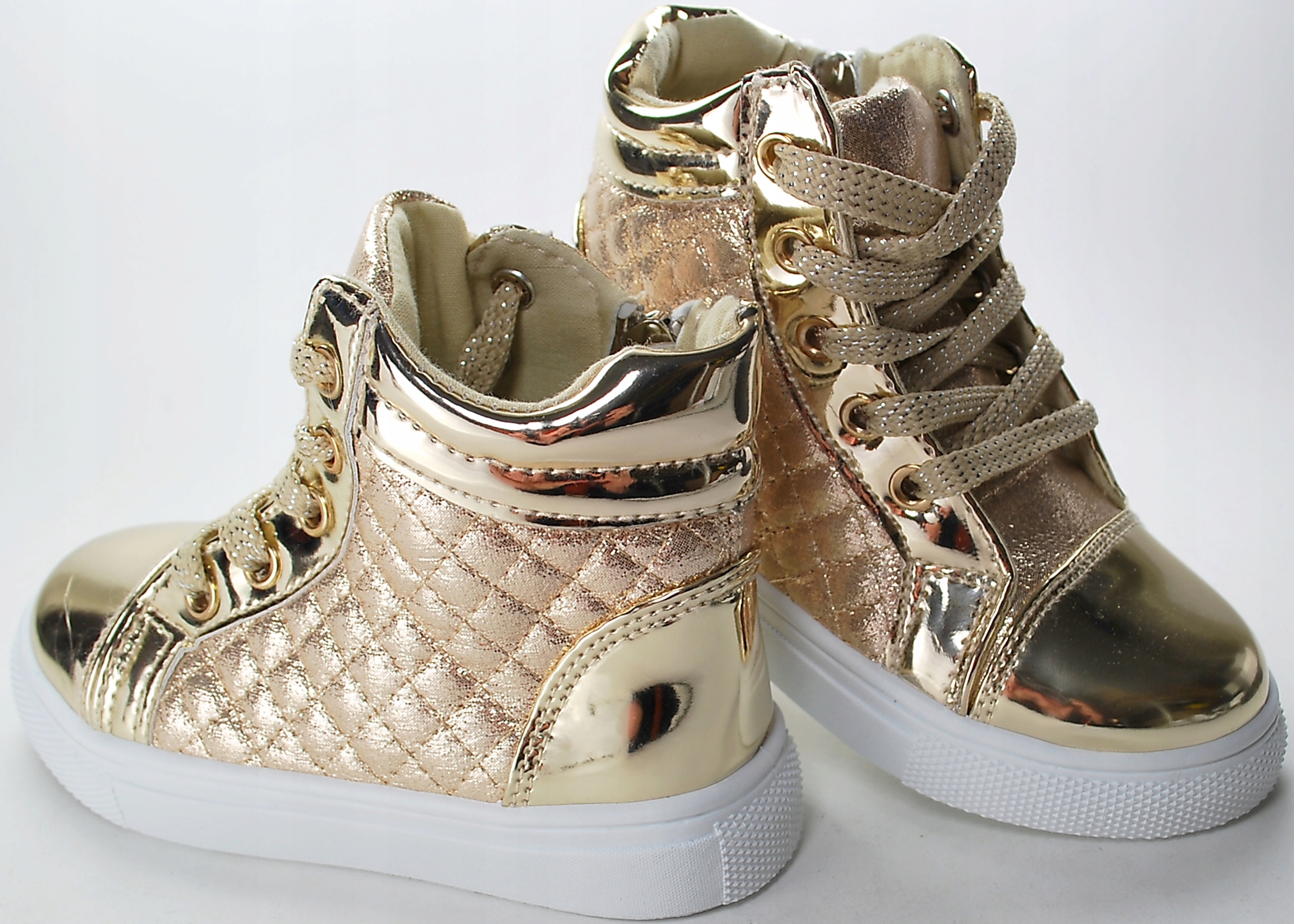 WYPRZEDAŻ ZŁOTE SPORTOWE SNEAKERSY dla dziewczynki BOTKI na suwak r 35 Rozmiar 35