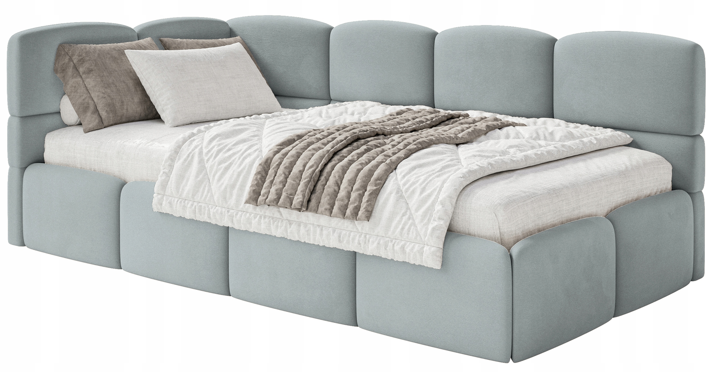 Postel pro mláděž 90x200 cm Cloudy šedá sametová snadno čistitelná levá