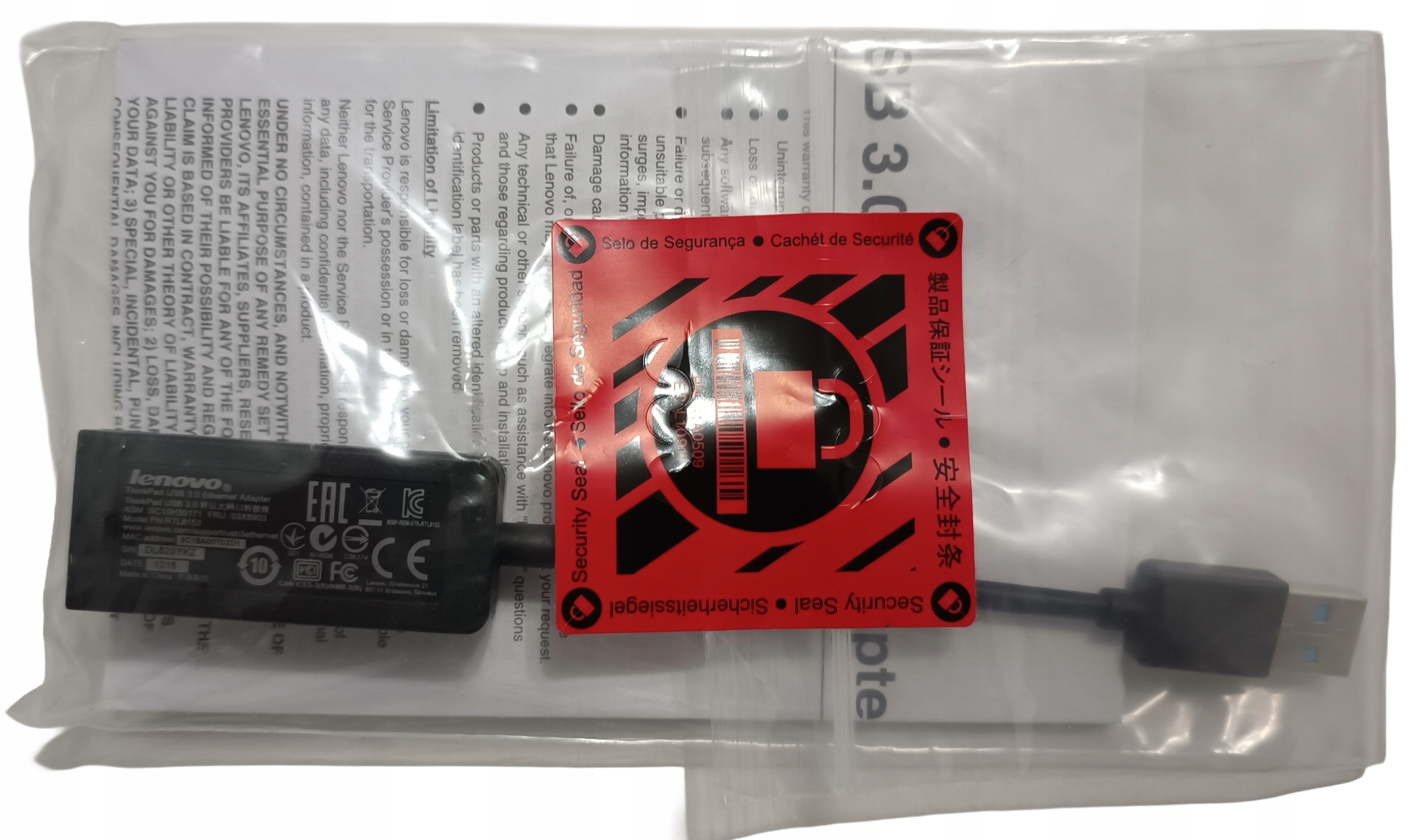 Adapter Lenovo ThinkPad Usb 3.0 Ethernet 1000 Mbit/s