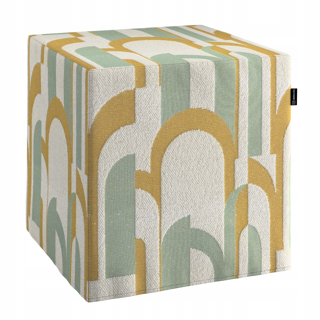 Taburet kostka 40 x 40 x 40 cm mátově žlutá