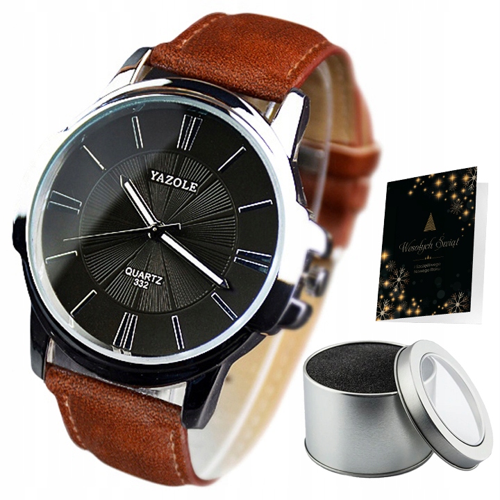 

Skórzany Zegarek Męski Brązowy Skóra - Srebro -