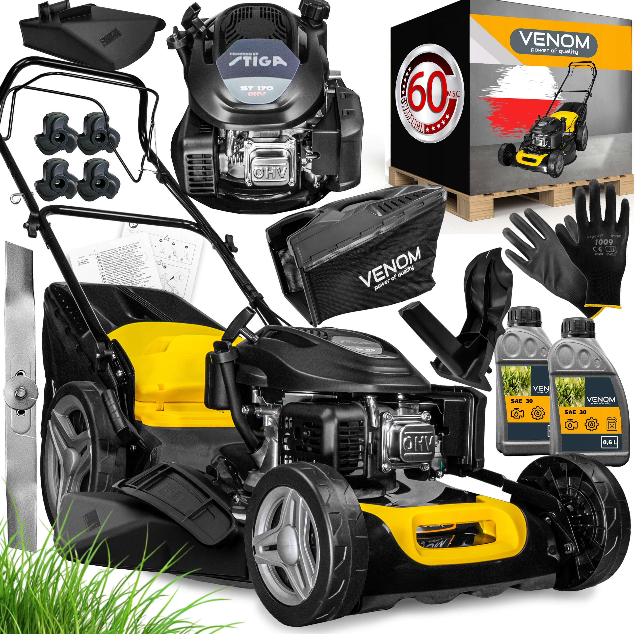 Kosiarka Spalinowa Venom 51CM Z Napedem Silnik Stiga 166CC Mulczowanie 10W1