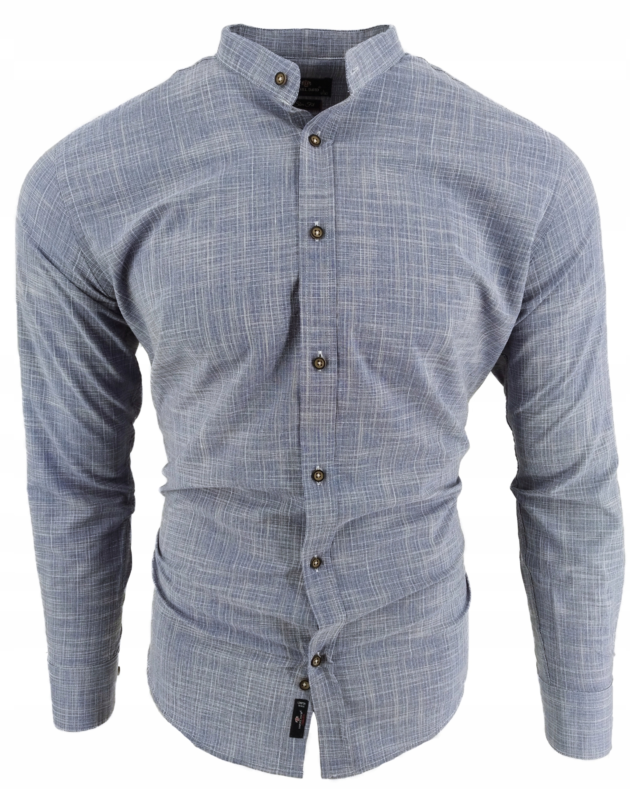 KOSZULA MĘSKA STÓJKA NIEBIESKA DŁUGI RĘKAW L