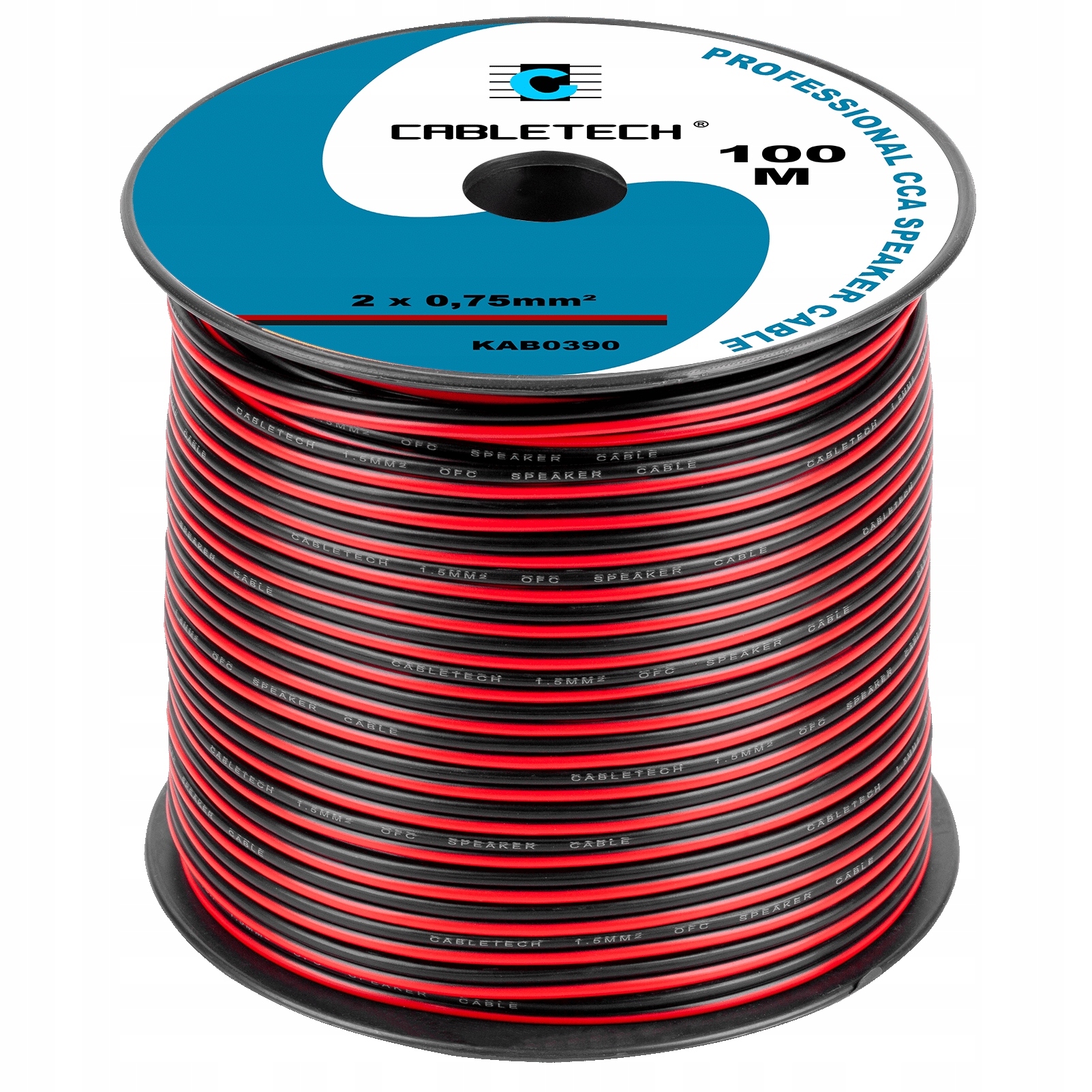 100m Kabel Przewód Głośnikowy 2x0,75mm Cca Solidny Czerwony