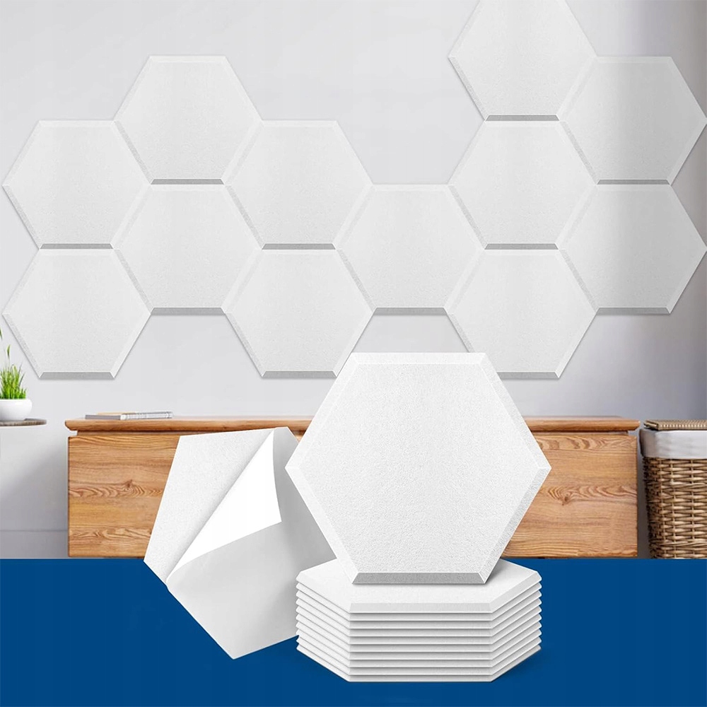 Panele Wygłuszające Samoprzylepne 12SZT Akustyczne Sześciokąt Łatwy Montaż