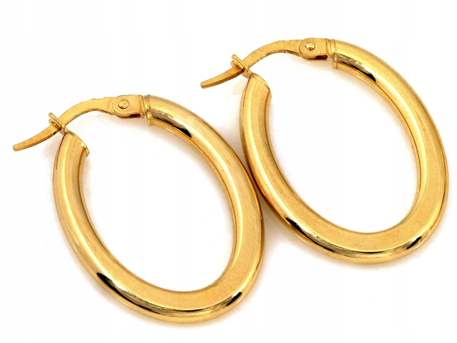 Klasické zlaté náušnice oválného tvaru 585 na kreolském vzoru 1,98 g, elegantní jako dárek