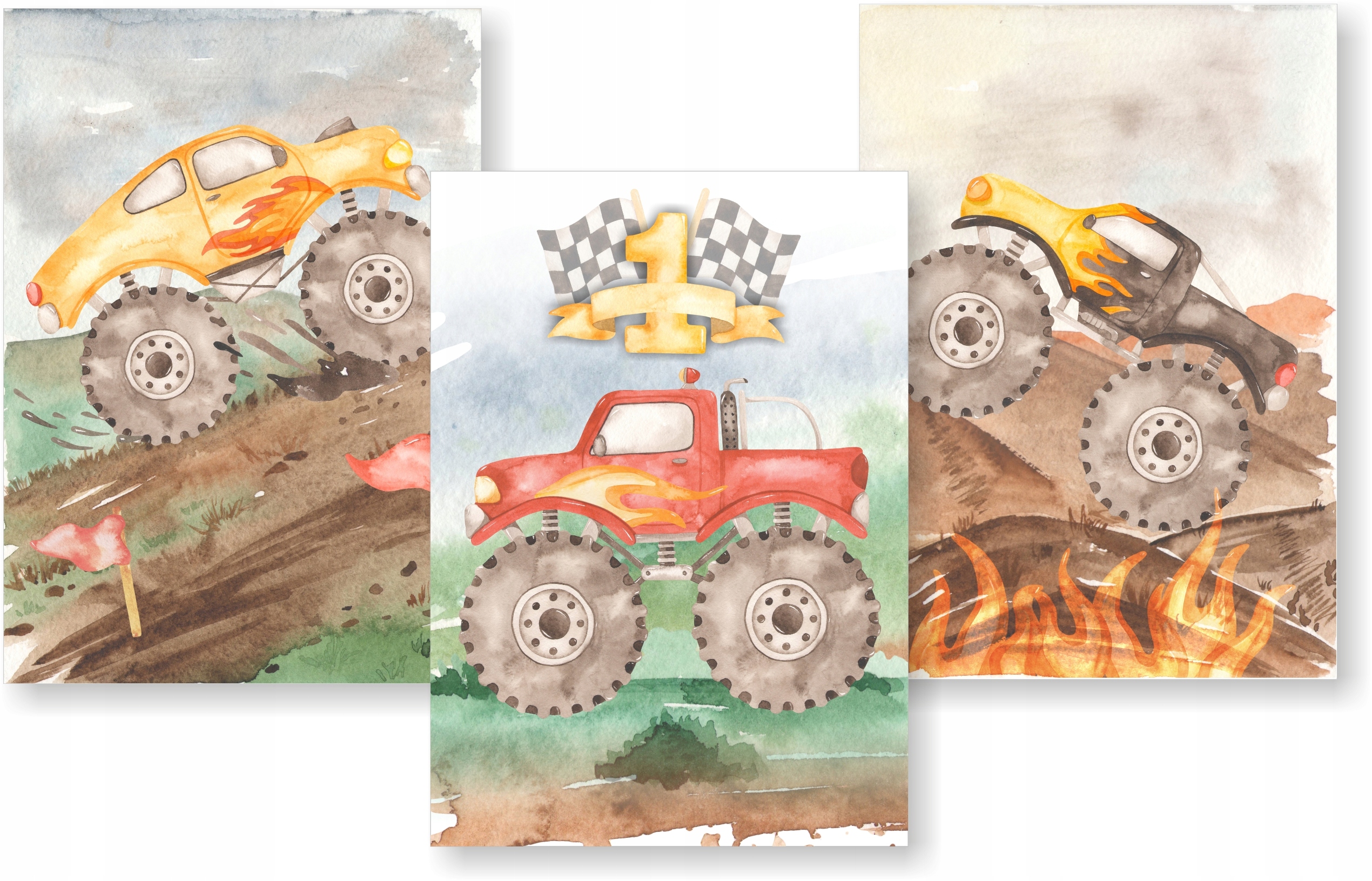 

Zestaw 3 plakaty A4 Samochody Monster Truck