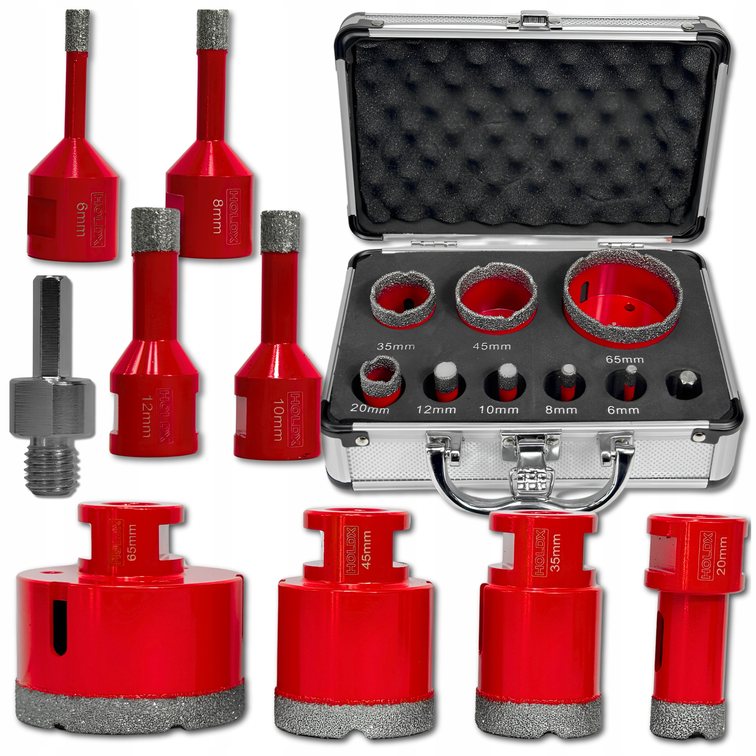 Otwornica Diamentowa Koronka Do Gresu Płytek Glazury Duży Zestaw Otwornic