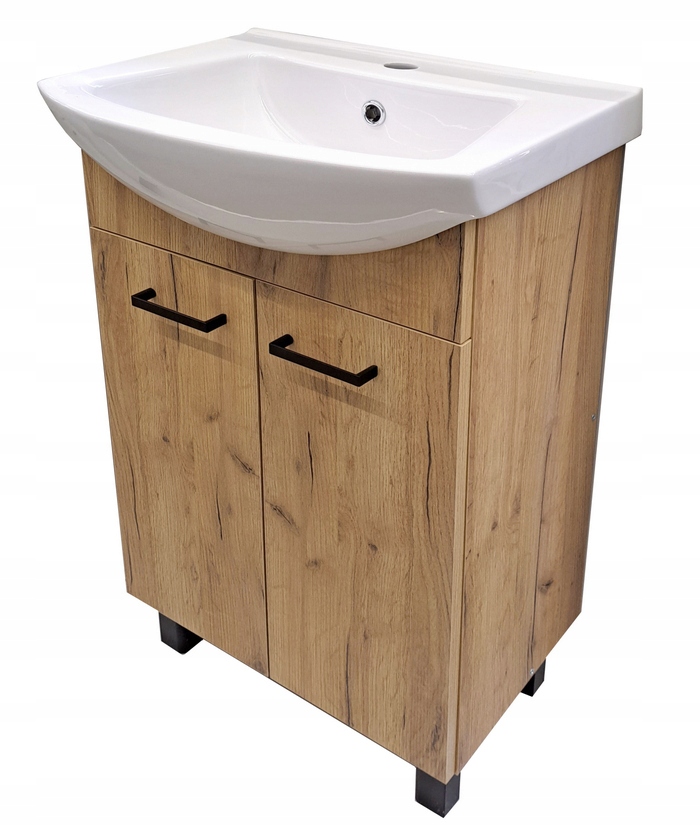 Szafka łazienkowa 50 cm STOJĄCA z umywalką DĄB ZŁOTY LOFT czarne Marka Deftrans