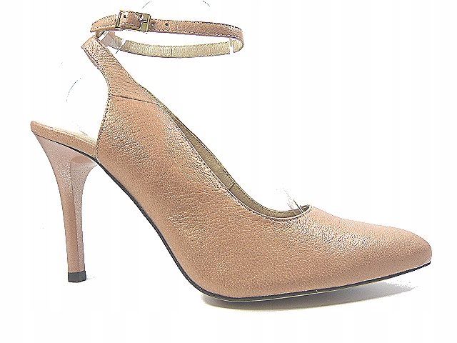 Měď, zlaté kožené lodičky, lodičky bez paty, zapínací špendlík Karino 37