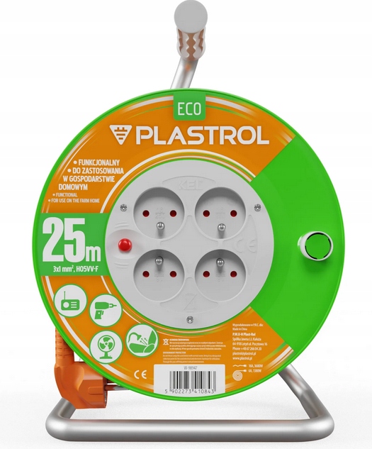 PLAST-ROL PRZEDŁUŻACZ NA BĘBNIE 4x230V 3X1,0 25MB W98947