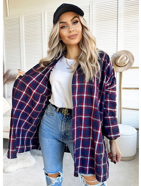 KOSZULA DAMSKA w kratę luźna zapinana na guziki Rozmiar uniwersalny