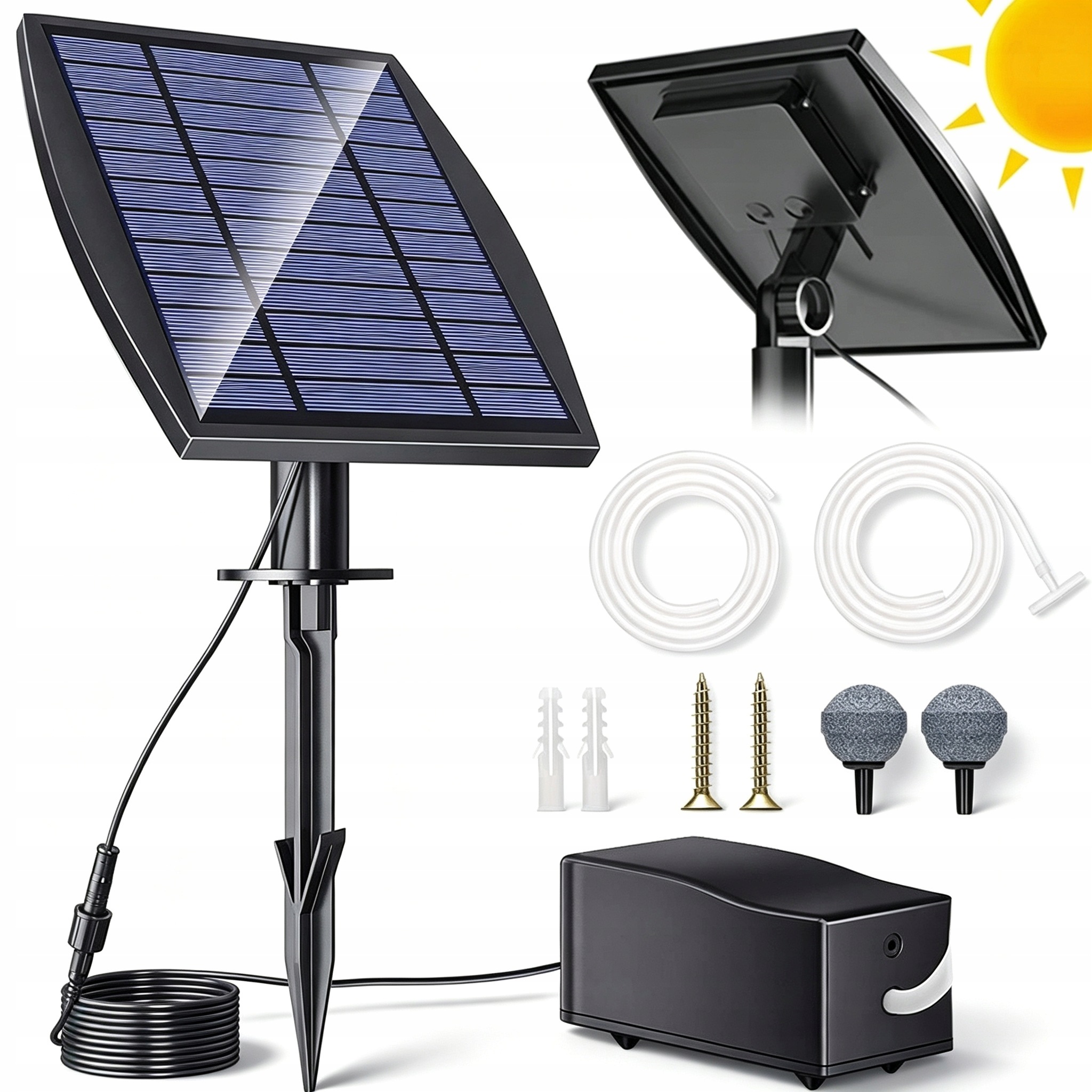 Solární Provzdušňovač Akvária Jezírko 6V 3 Režimy Lithiová Baterie 2200MAH