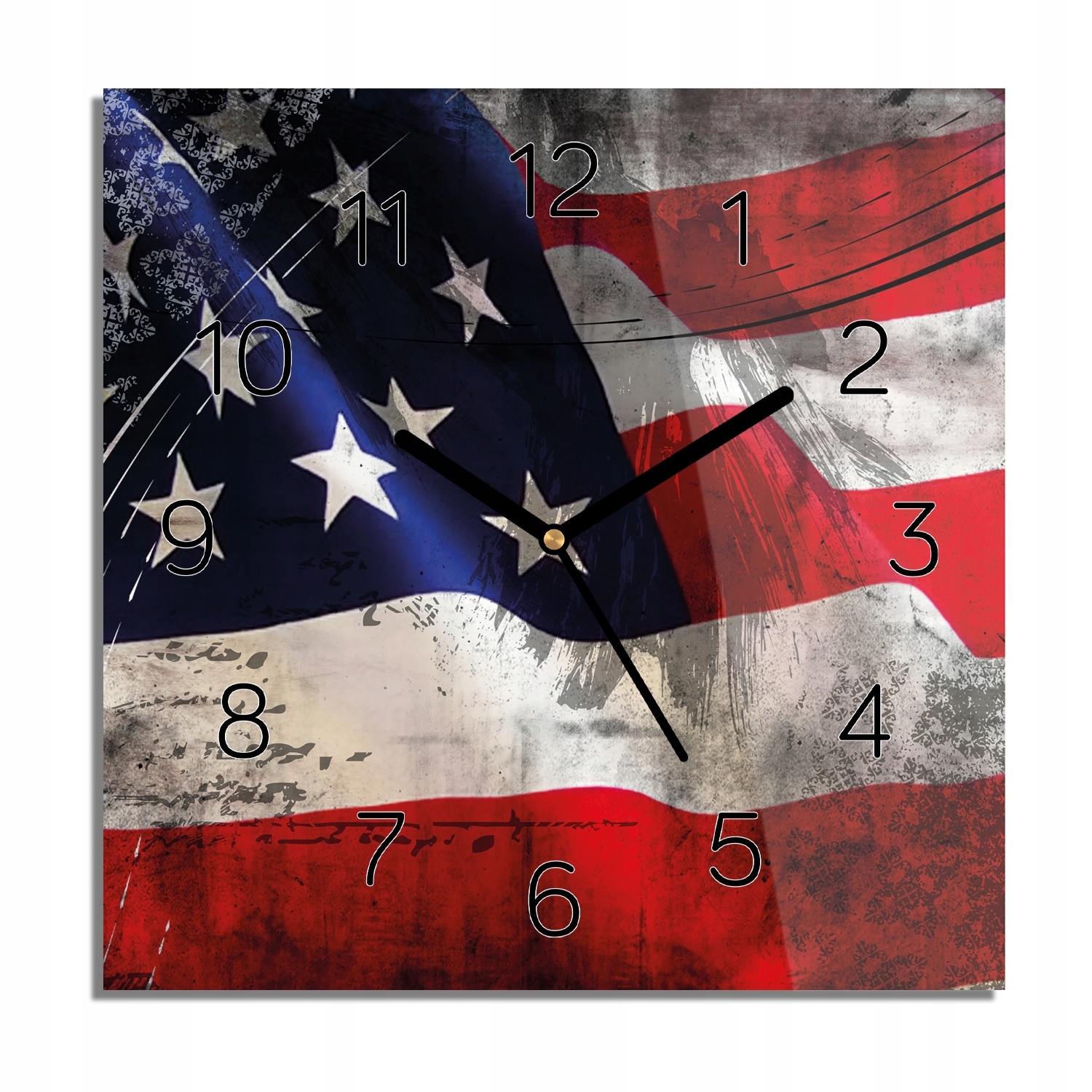 

Flaga Usa zegar szklany kwadratowy 30x30 cichy