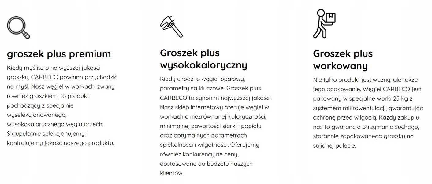 Węgiel CARBECO PREMIUM - GROSZEK PLUS PRIMA 25 MJ - 1 tona Stan opakowania zastępcze