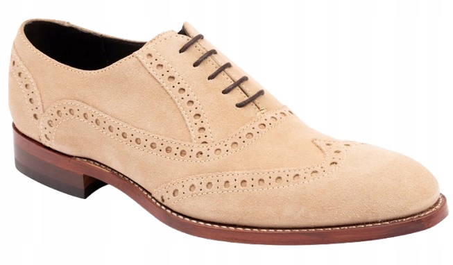 Barker Béžové Semišové Polobotky Wingtip Elegantní 44,5/45 3DA