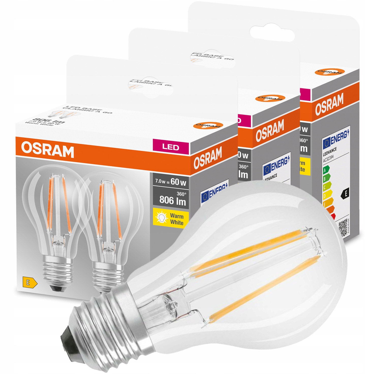 

6x Żarówka Led E27 7W 60W A60 2700K 806lm Osram