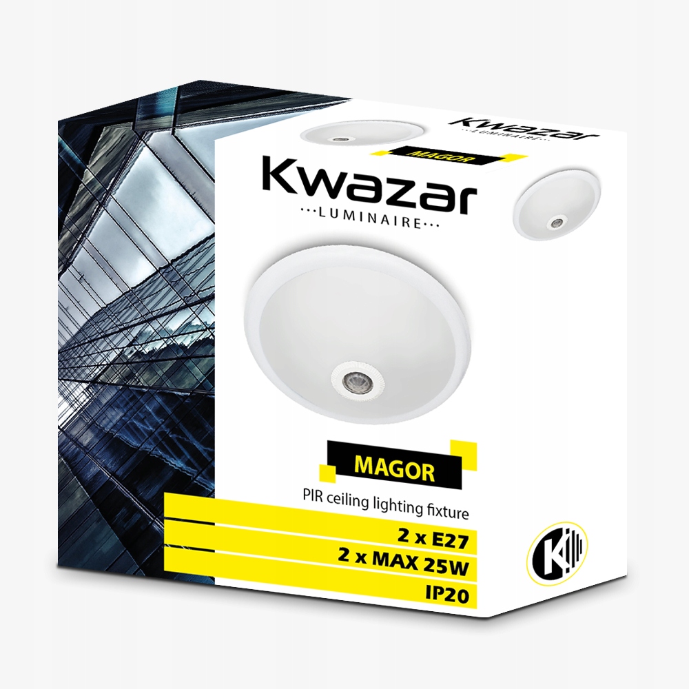 Plafon LED czujnik ruchu i zmierzchu IP20 2 x E27 Kolekcja KLS