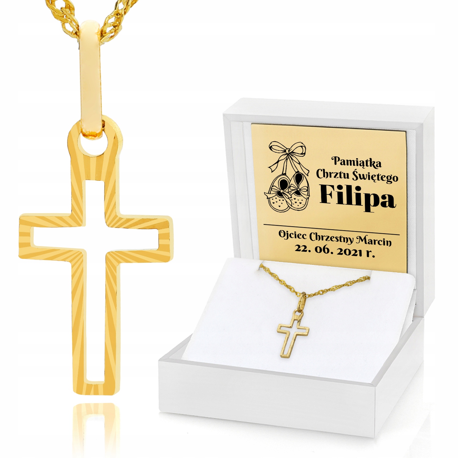 

Złoty Krzyżyk 585 na Chrzest Grawer