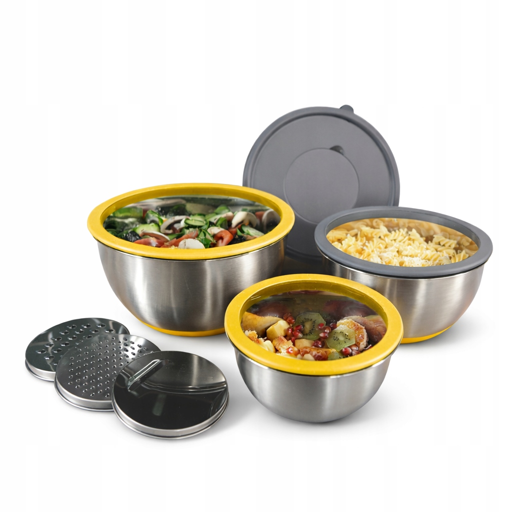 Sada 3 misiek Pika Inox kryty Tvrdené Sklo 3 strúhadlá Odmerka Kryt