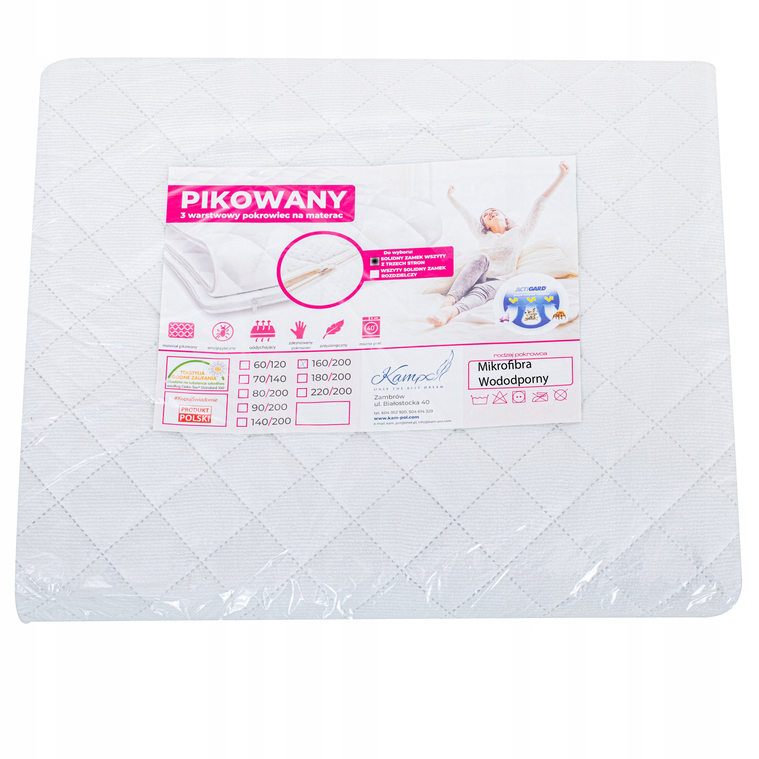 

Wodoodporny Pikowany Pokrowiec na materac 80x200