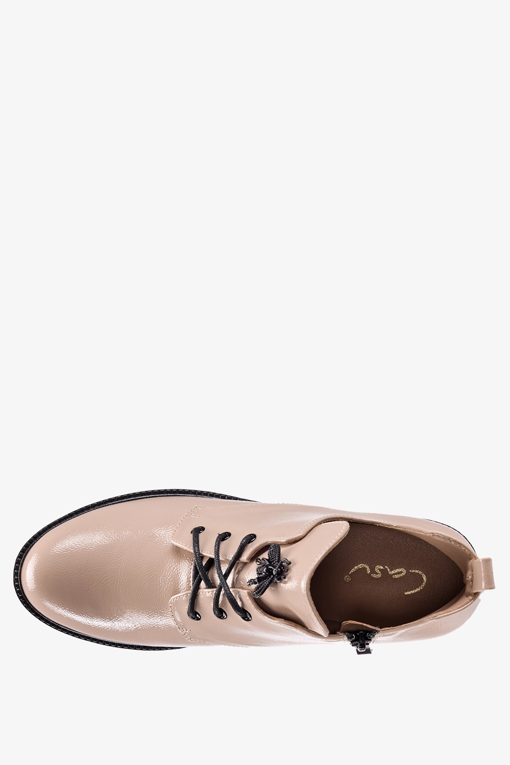 BOTKI DAMSKIE LAKIEROWANE Z MODNĄ OZDOBNĄ MUCHĄ WYCIĘCIA PO BOKACH r 41 Płeć kobieta