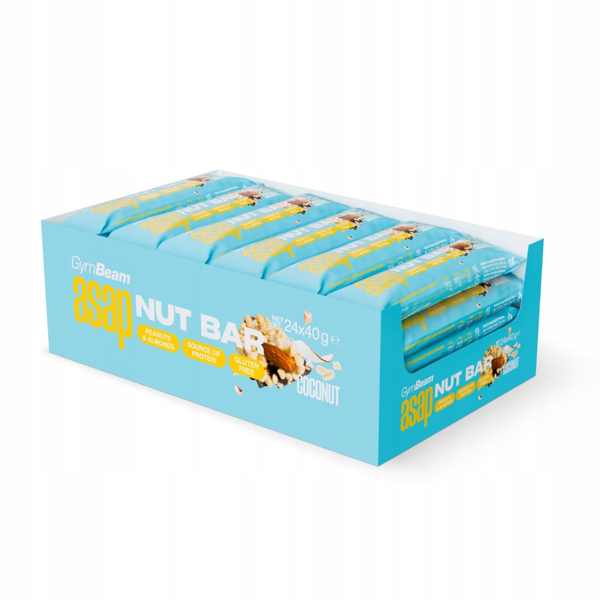 Asap Nut Bar Orzechowy Bez Glutenu Wysoki Błonnik kokos 24x40g GymBeam