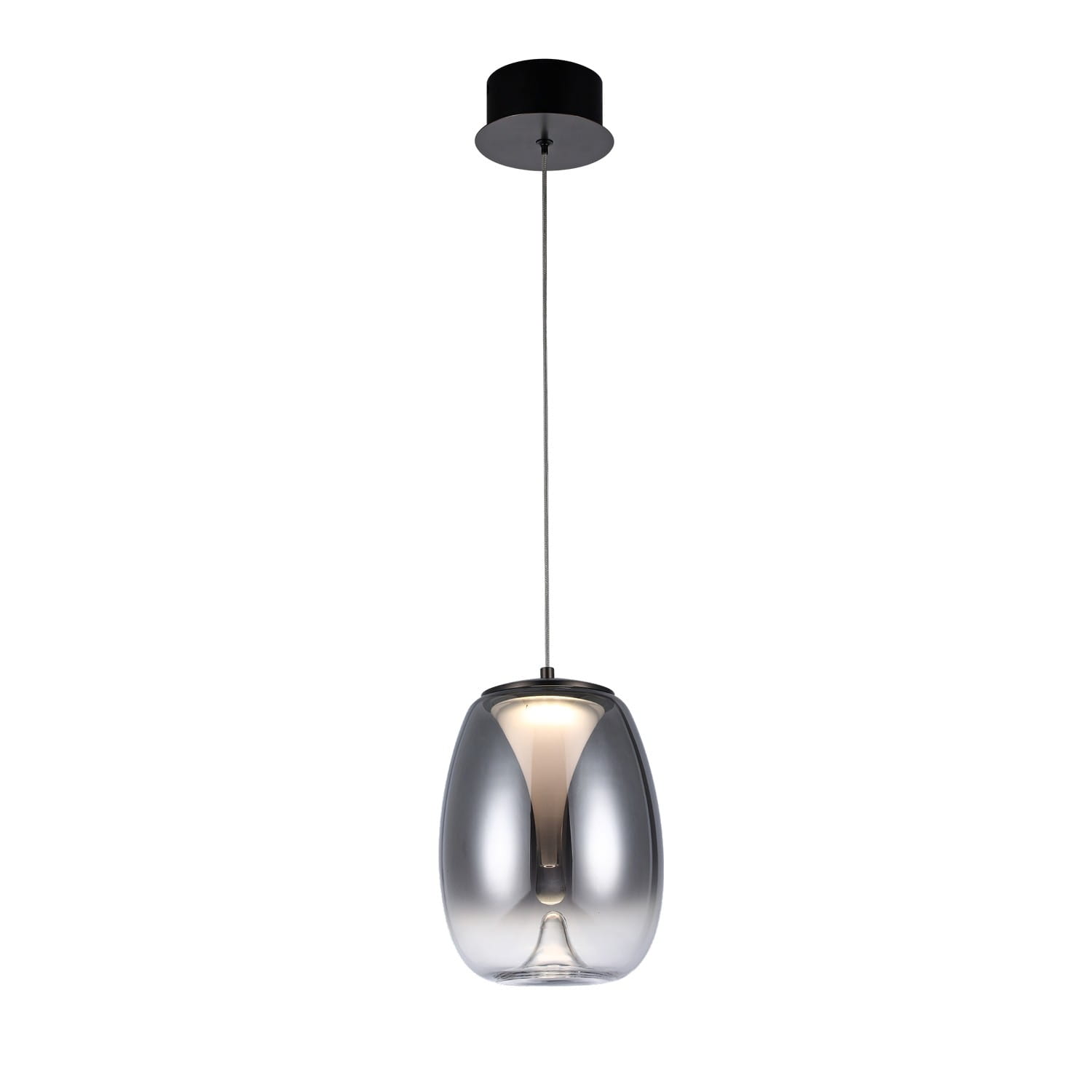 Lampa wisząca czarny chrom Pamela dymiony klosz Led 8W nad stół AZzardo