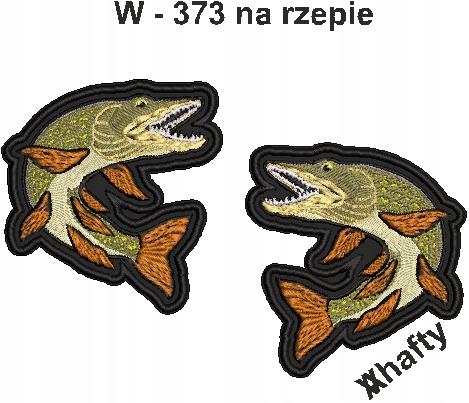 Szczupak, ryba, naszywki wędkarskie na rzepie