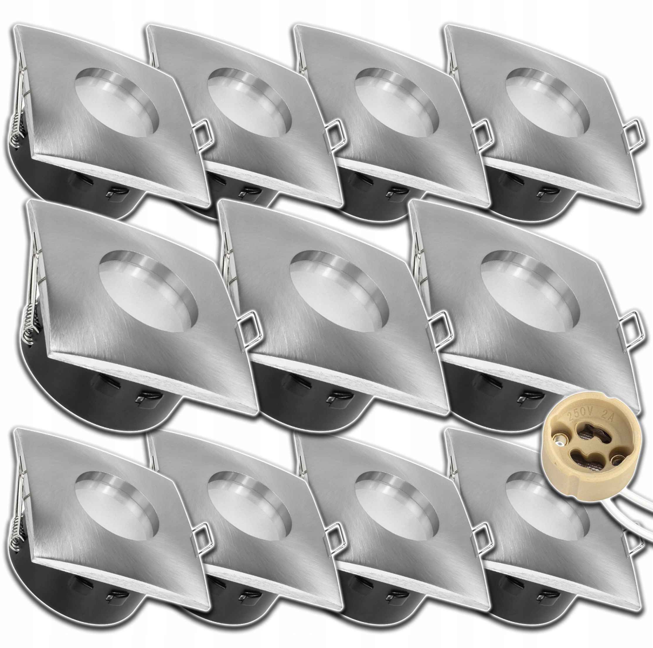 11x Hermetické Halogenové Svítidlo Čtvercové Vodotěsné Zásuvka