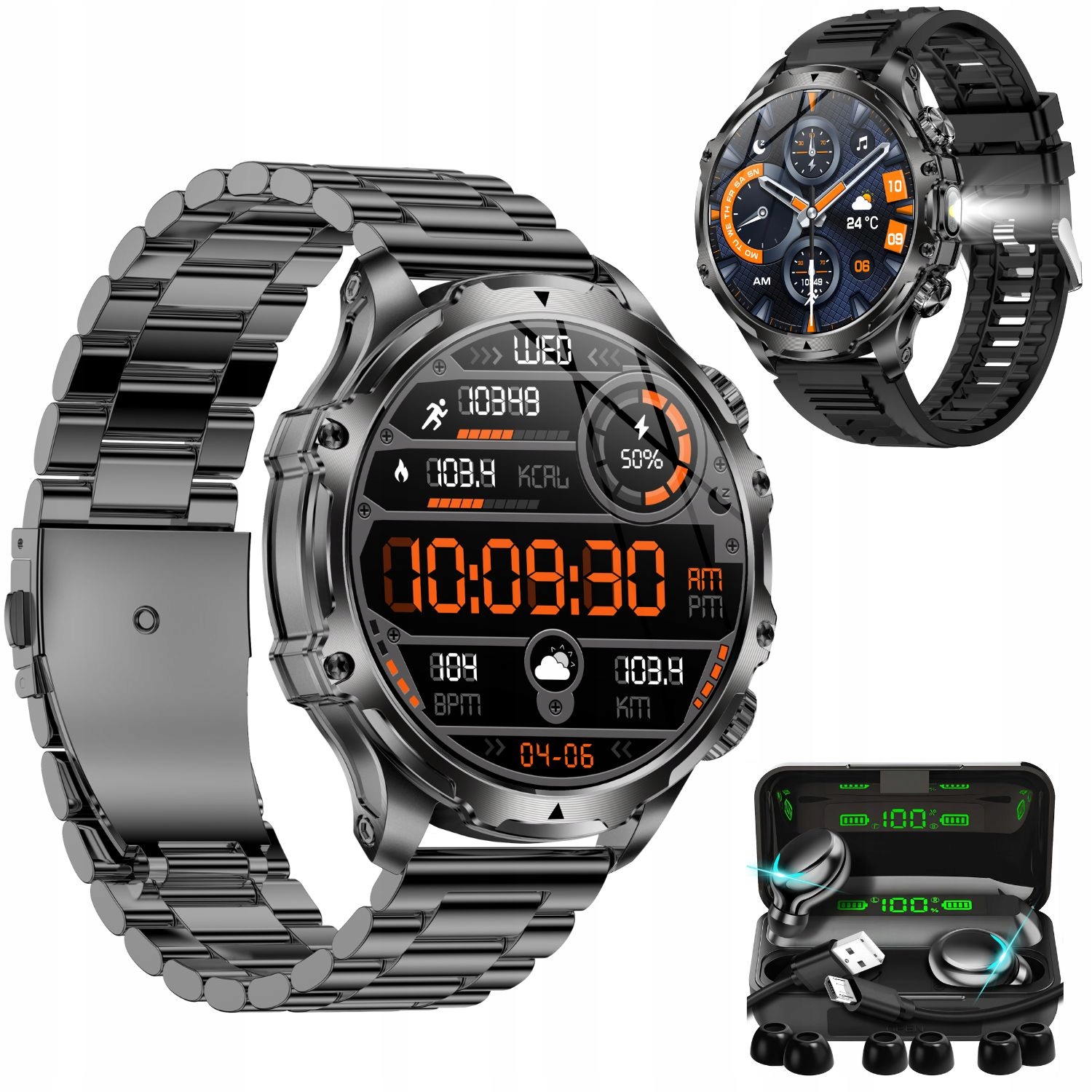 Inteligentné pánske hodinky Bluetooth Rozhovory Šport Zdravie Pulzometer Pl Slúchadlá