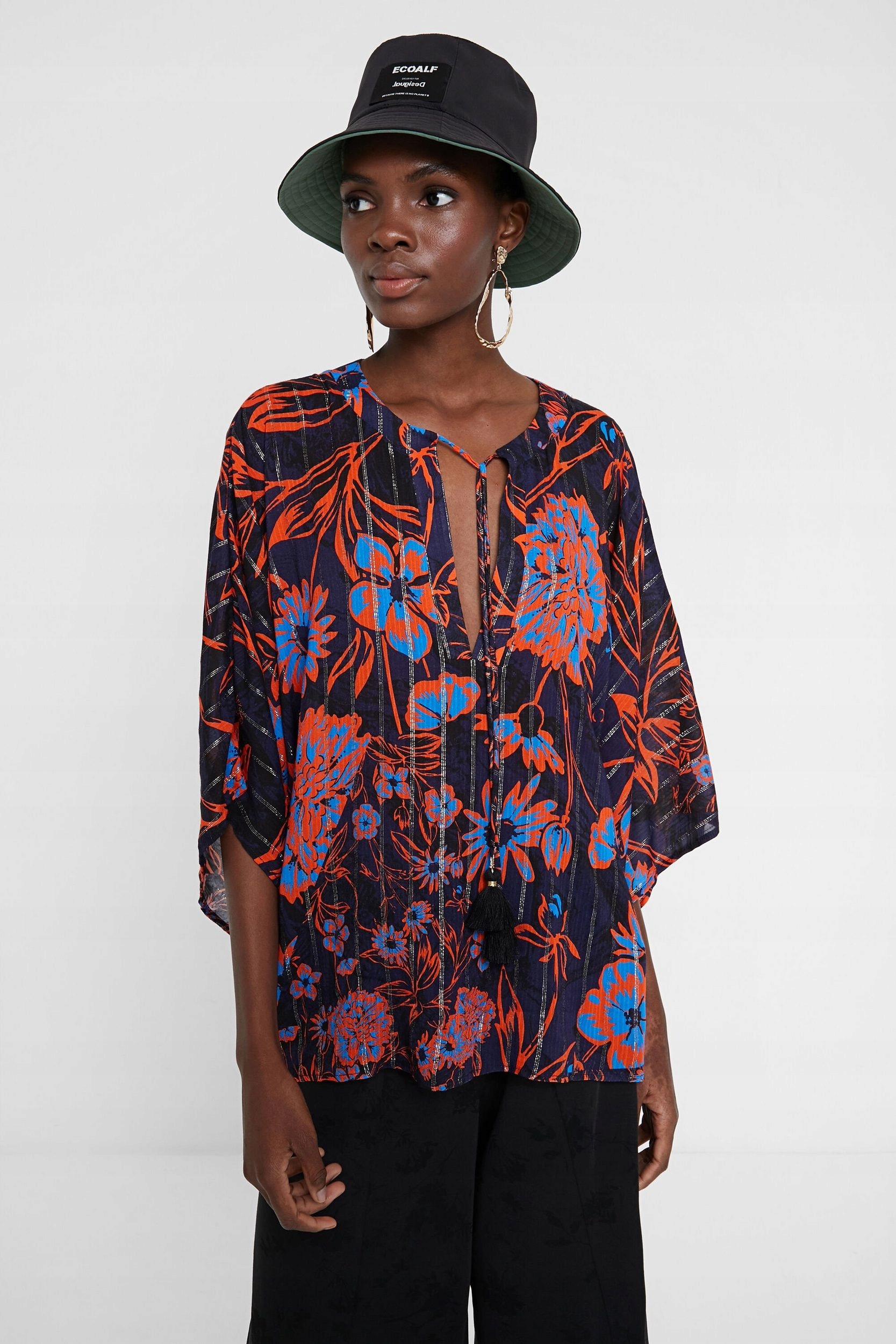 Desigual Tmavě Modrá Volná Halenka Se Vzorem (s)