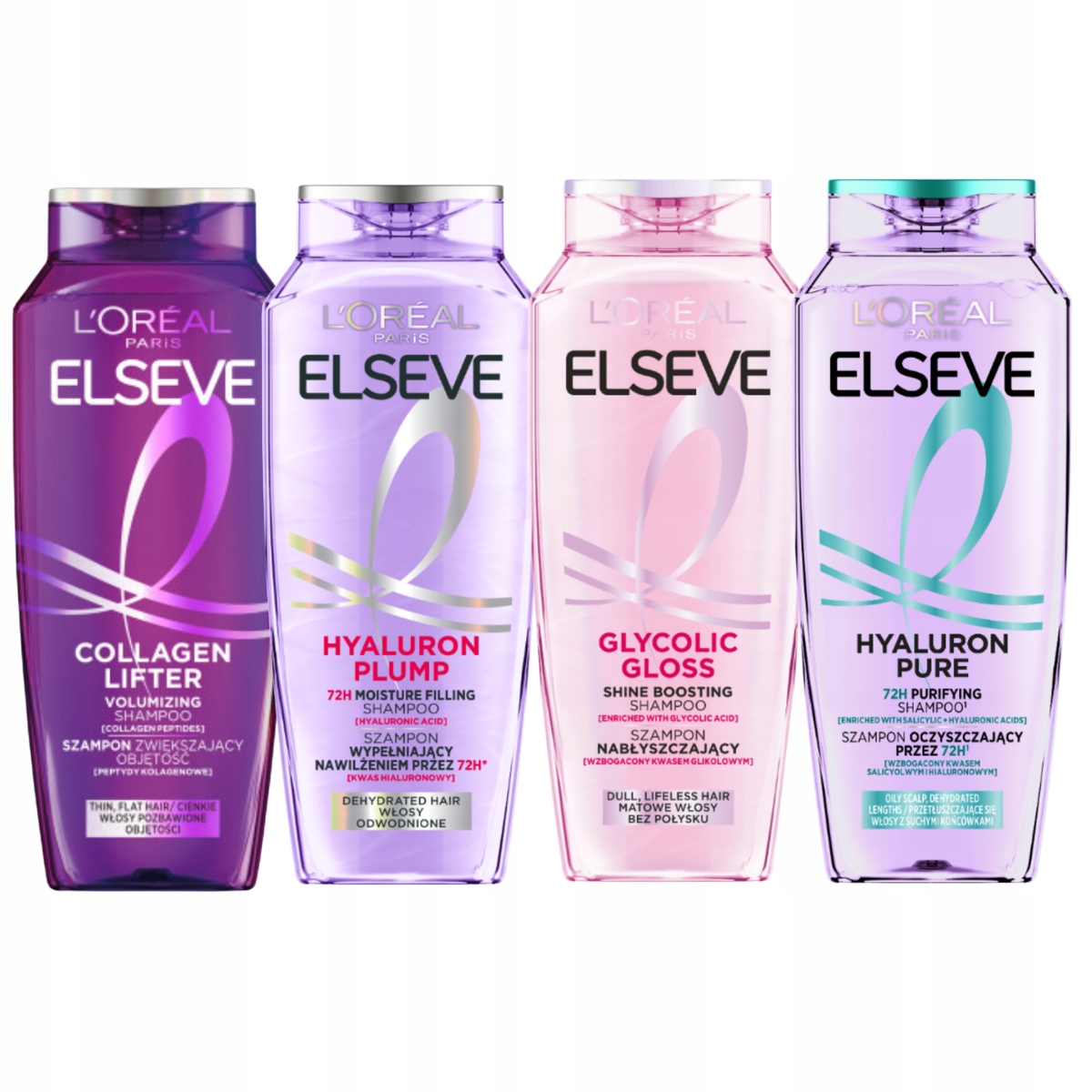 L'Oréal Elseve Hyaluron Hyaluron Glycolic Collagen Hydratační Šampon 4x400