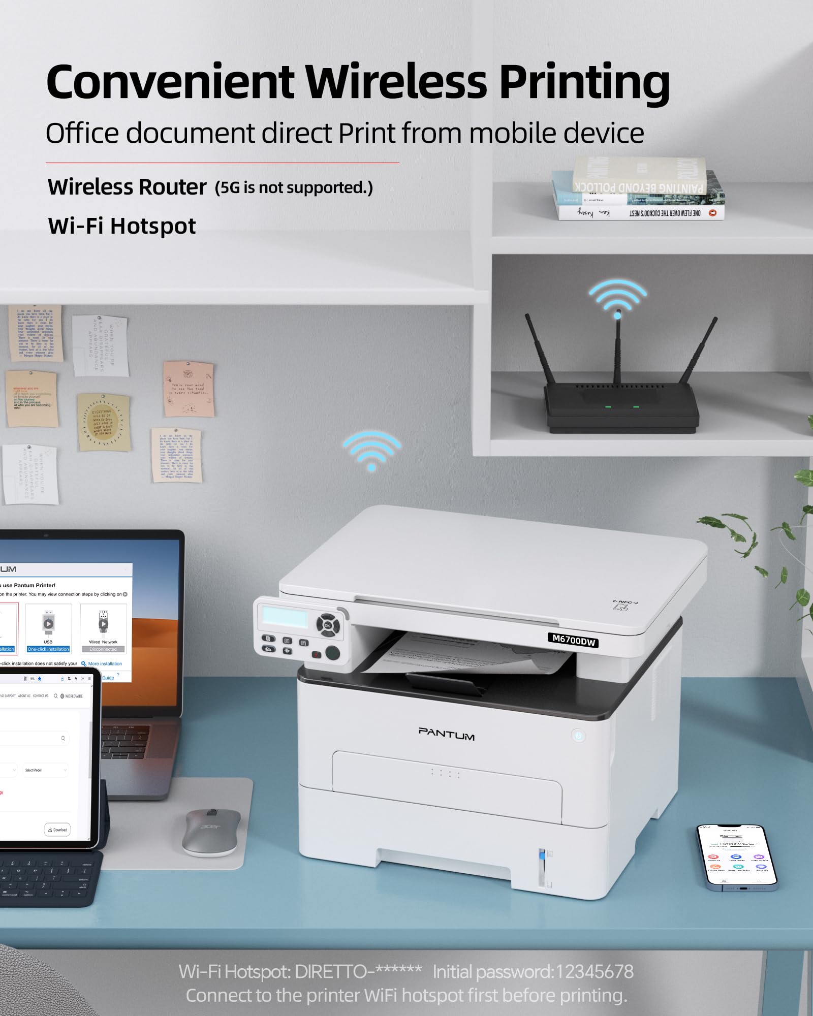 PANTUM M6700DW Drukarka Laserowa 3w1 Druk Kopiuj Skan WiFi USB Ethernet — miniatura 3