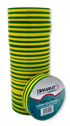 Taśma Pcv 19mm x 20m Zielono-żółta 10 szt Diamanto
