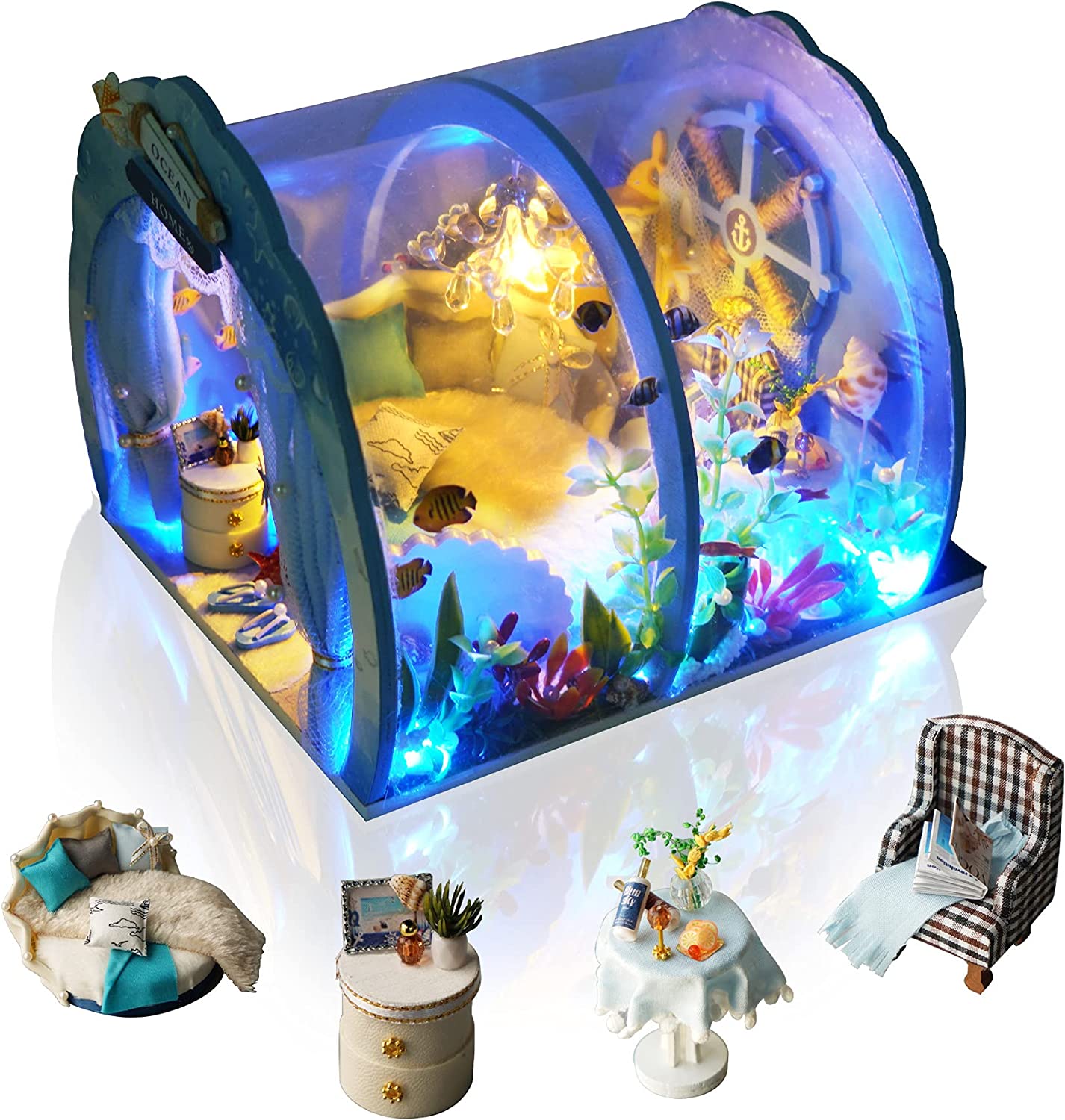 Cuteefun Miniaturowy domek dla lalek DIY morski